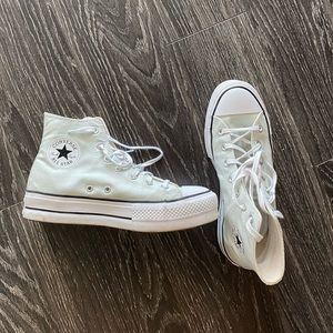 Mint green platform converse